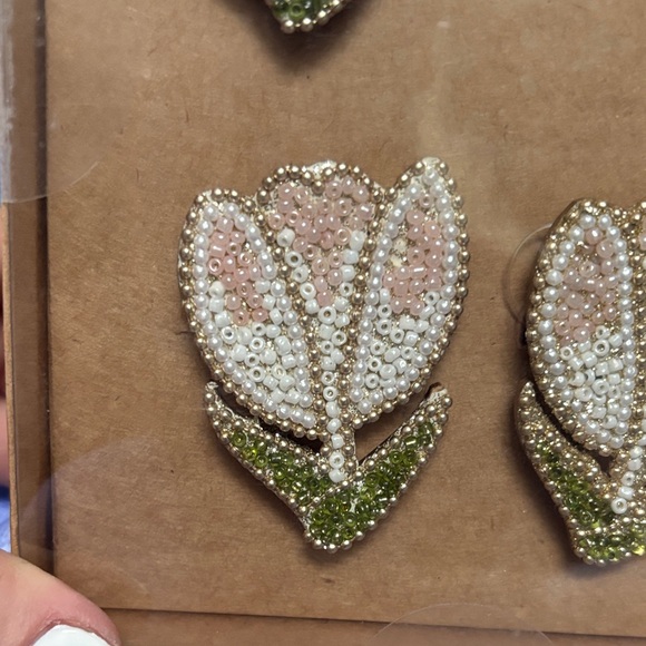 Rachel Zoe Beaded Tulip Napkin Rings NIP - Picture 4 of 7